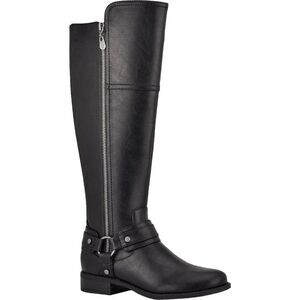 NWT GBG GUESS Womens Black Flex Back Gold-Tone Harlea Riding Boot 6.5 M